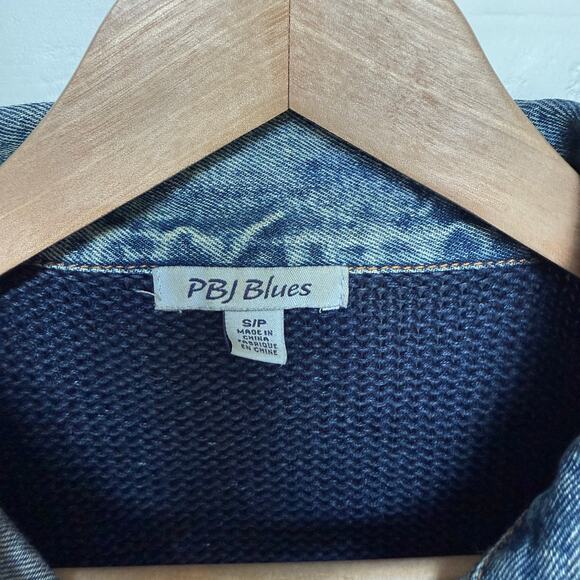 Paris Blues Women's 100% Cotton Blue Jean Sweater Snap Jacket Pockets sz S - Picture 6 of 10